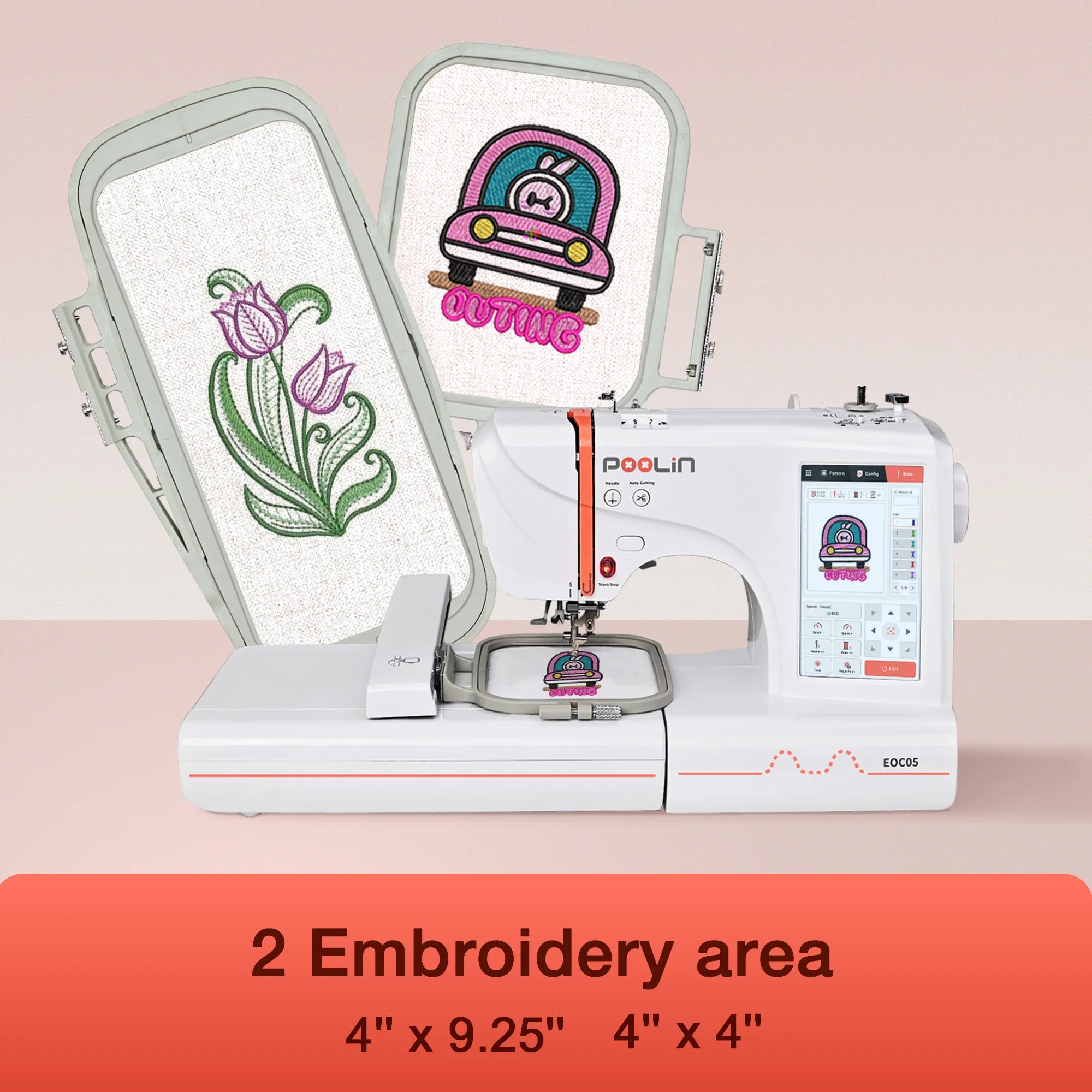 POOLIN EOC05 Computerized Embroidery Machine with Threads & Stabilizer
