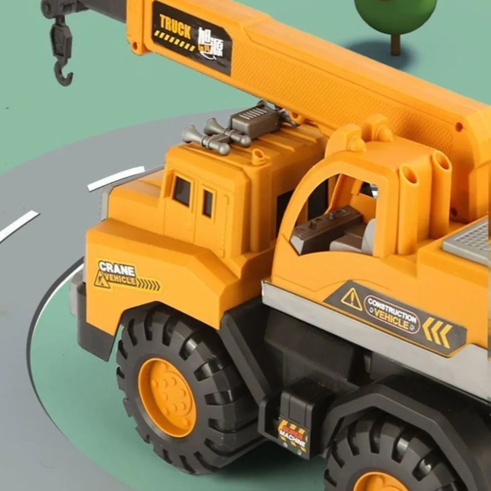 Mini Plastic Engineering Vehicle Toys – Inertia Excavator & Bulldozer Push-and-Go Models