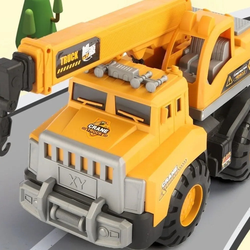 Mini Plastic Engineering Vehicle Toys – Inertia Excavator & Bulldozer Push-and-Go Models