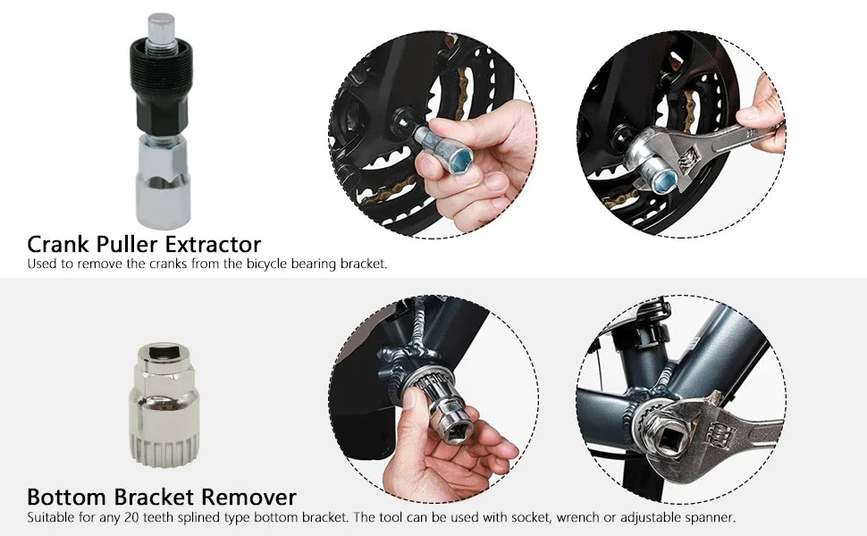 Bicycle Repair Tool Kit – Chain Breaker, Crank Puller, Pedal Remover, Bike Tools Set for MTB & Road Cycling