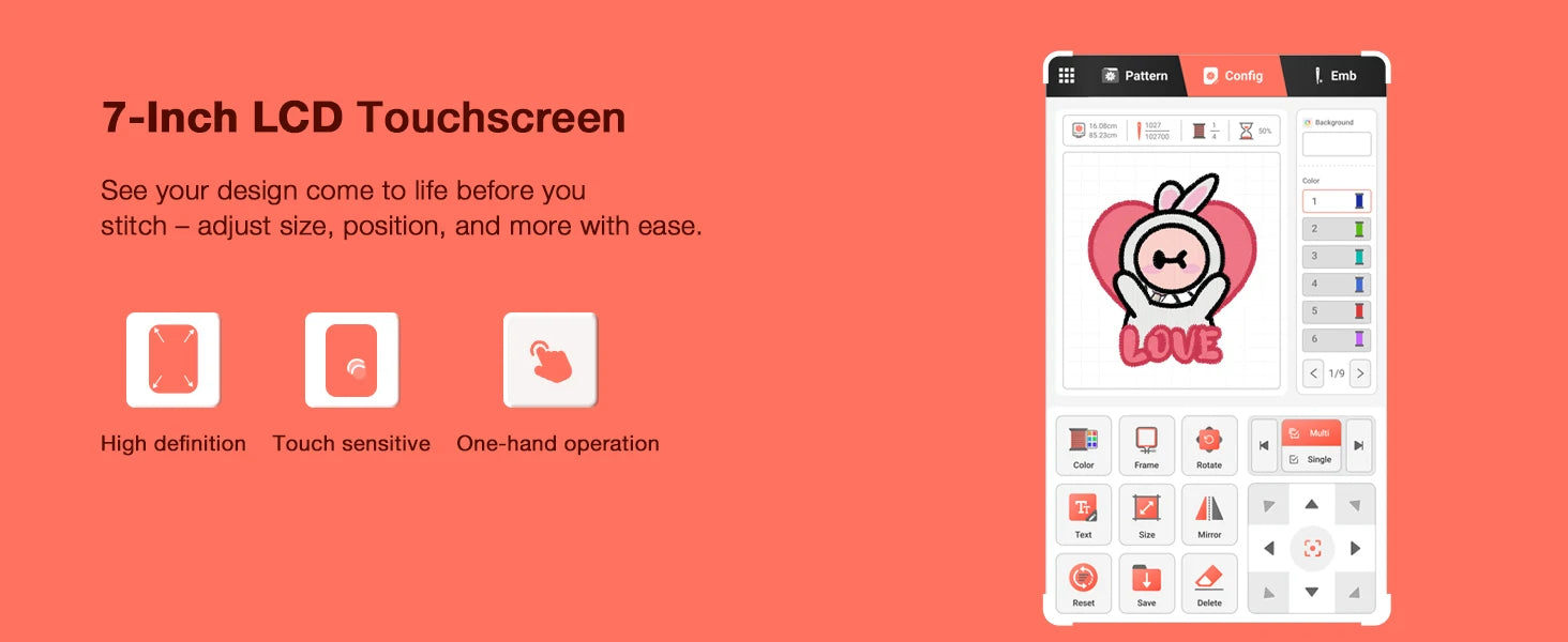 POOLIN EOC05 Computerized Embroidery Machine with Threads & Stabilizer