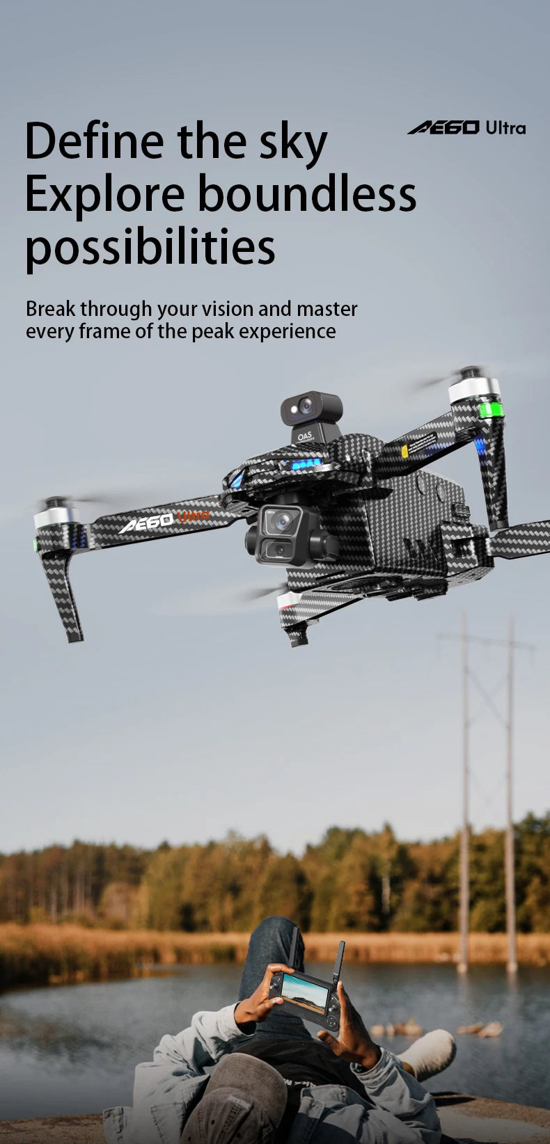 AE60 GPS Drone – 8K Camera, 3-Axis Gimbal, Obstacle Avoidance Quadcopter