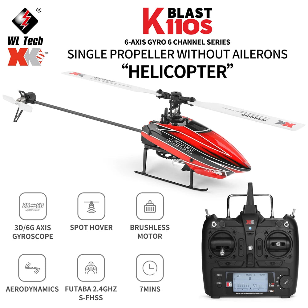 Wltoys XK K110S 6CH RC Helicopter with Brushless Motor & 3D/6G System