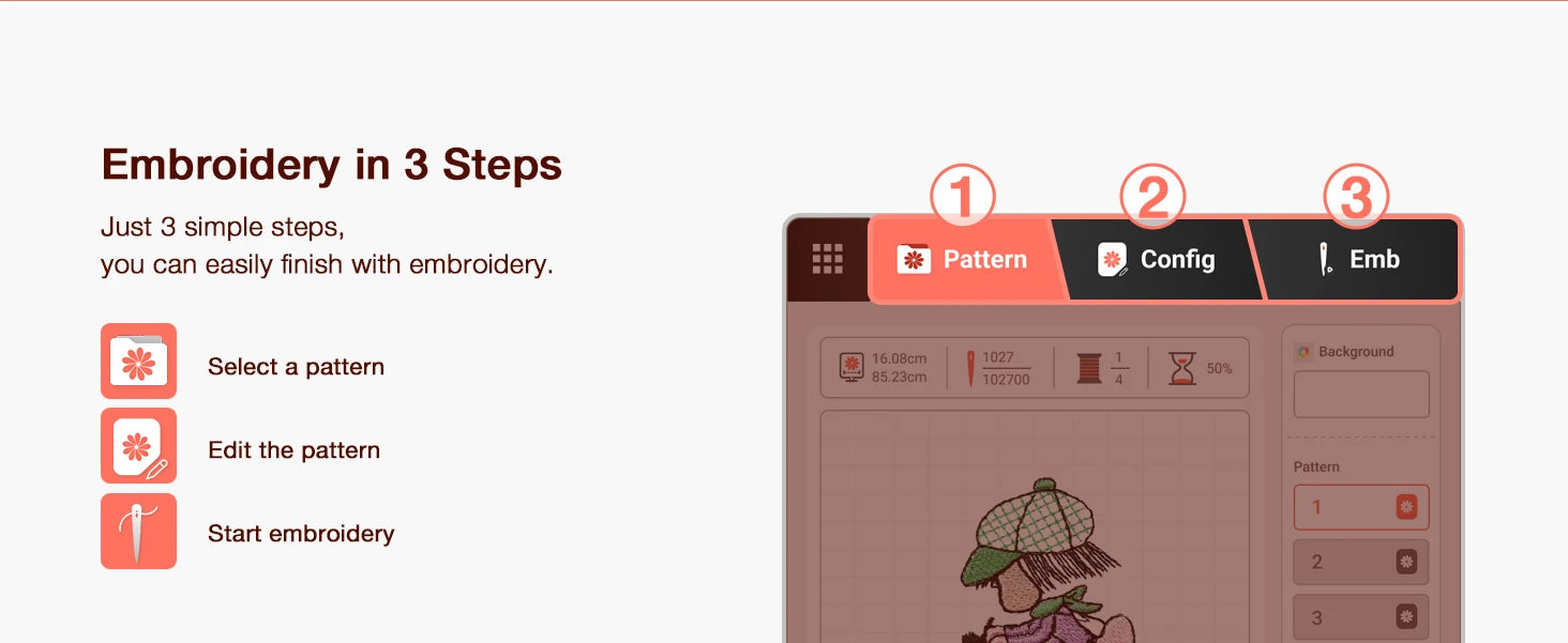 POOLIN EOC05 Computerized Embroidery Machine with Threads & Stabilizer
