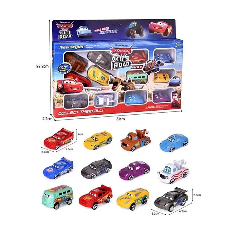 12pcs Disney Pixar Cars Toy Set – Lightning McQueen, Jackson Storm, Mater PVC Model Cars