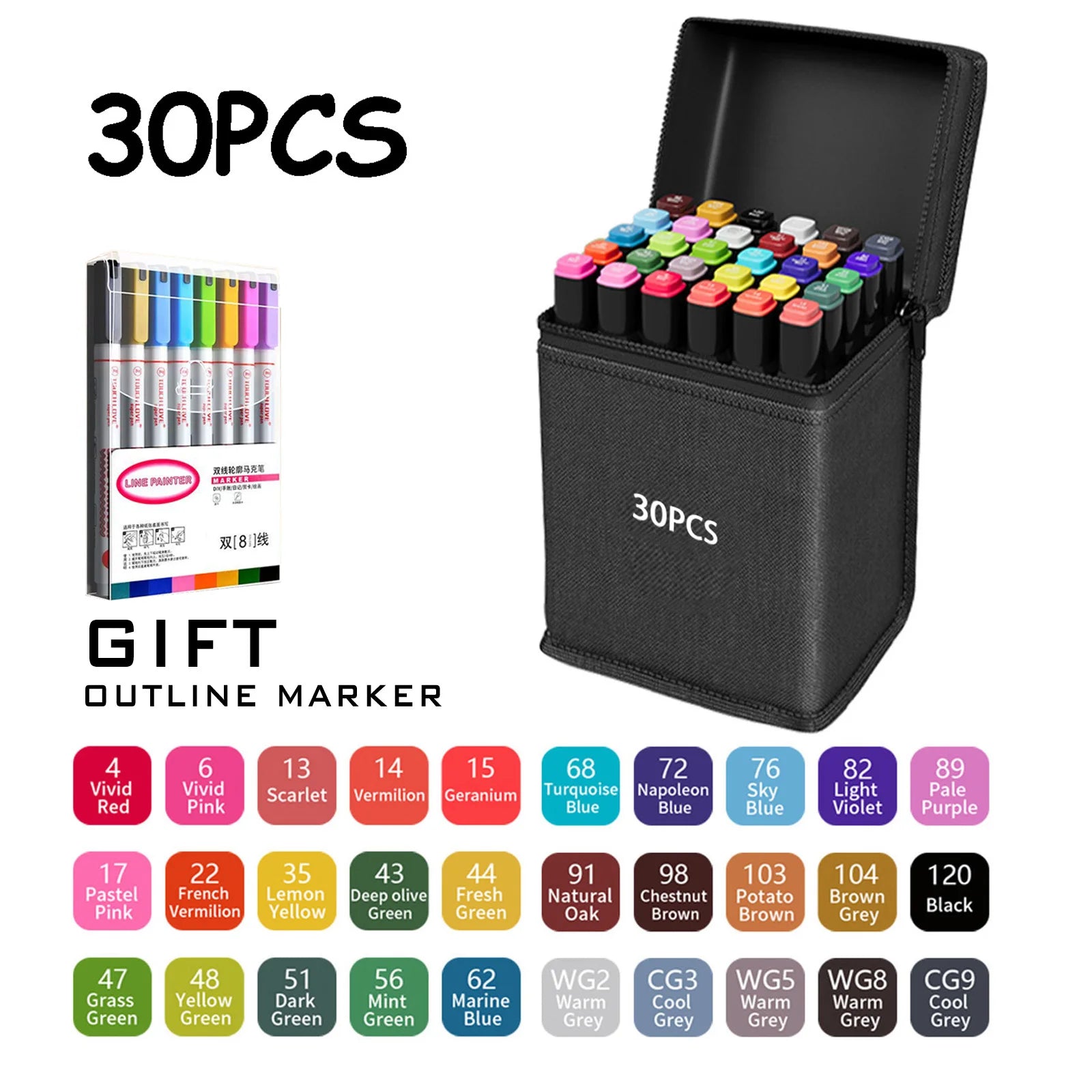 Double Tip Permanent Art Marker Pens – 24–168 Colors