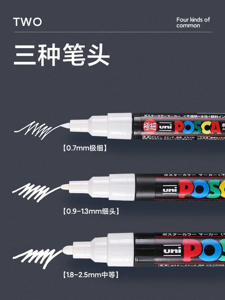 UNI POSCA Acrylic Paint Marker Set – PC-1M/3M/5M Quick-Dry Permanent Pens for Art, Graffiti & Crafts