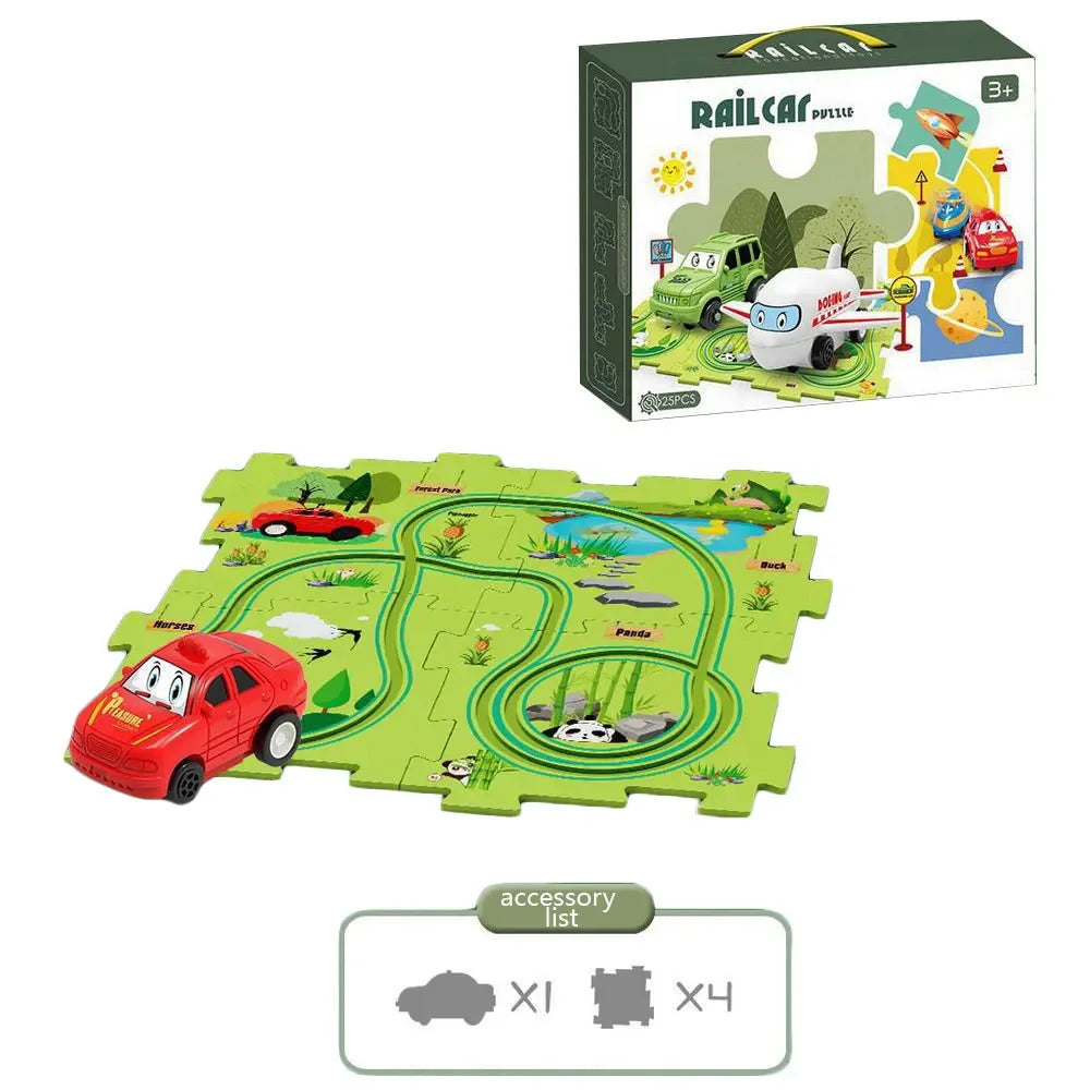 Puzzle Racer Car Track Set – Montessori Brain Toy for Kids Ages 3–6