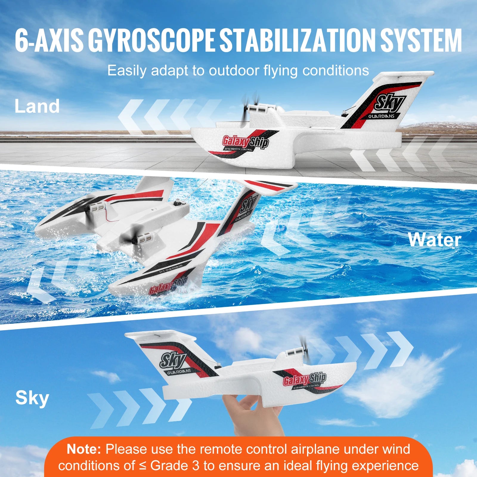 SucceBuy EPP Foam RC Plane 2.4G 3CH Glider – Sea & Land Flying