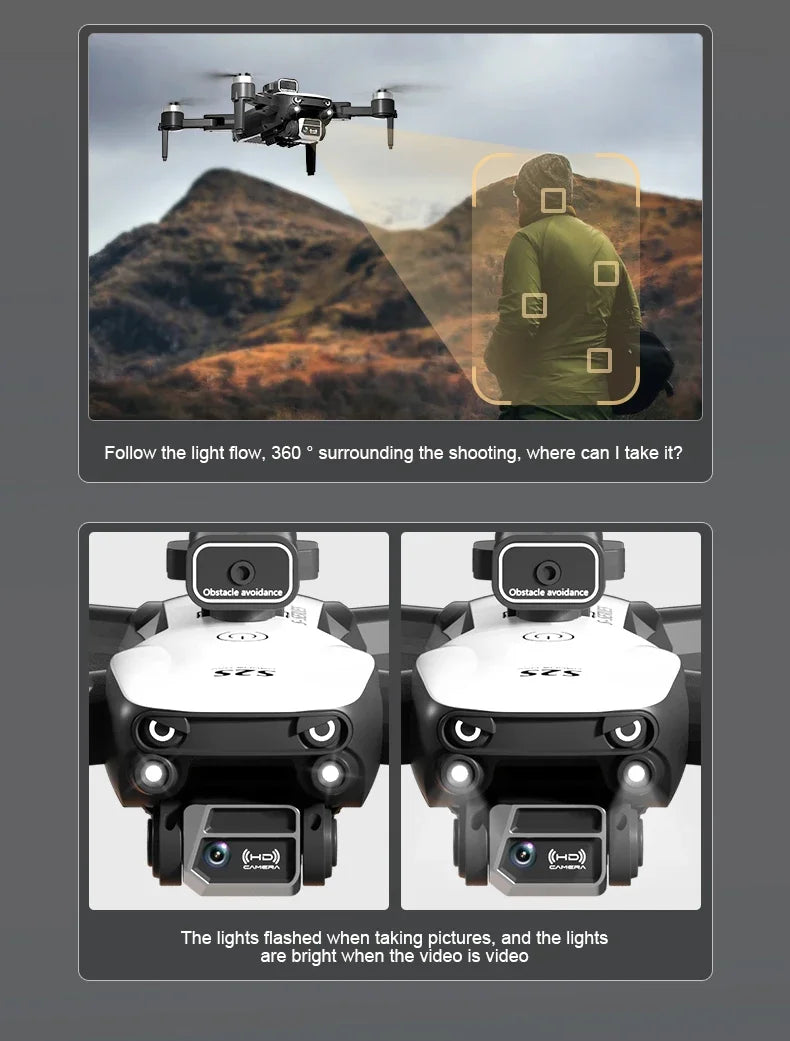 S2S Mini Drone 4K/8K HD Camera Foldable Quadcopter with Obstacle Avoidance