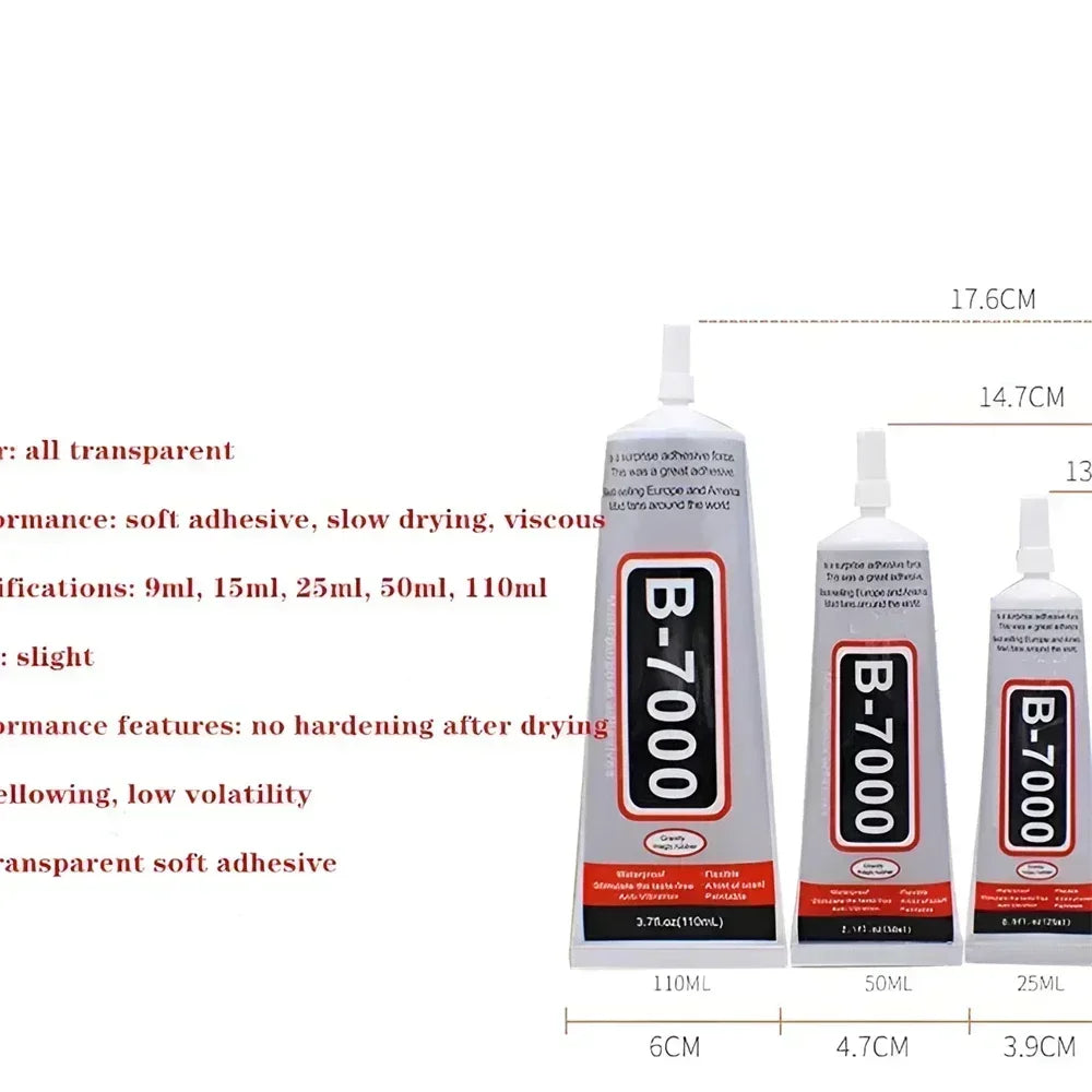 B-7000 Clear Adhesive Glue with Precision Tip (15ml/50ml/110ml)