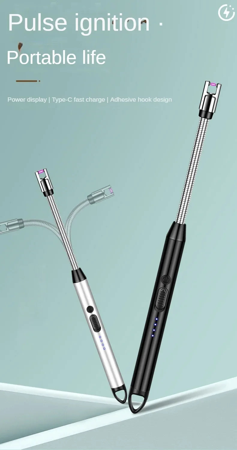 360° USB Electric Arc Lighter – Plasma Pulse Windproof Rechargeable BBQ Candle Lighter with Power Display