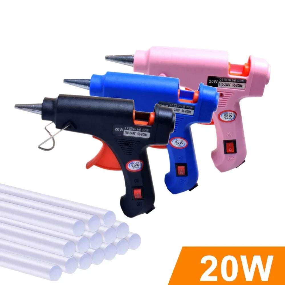 20W Mini Hot Melt Glue Gun – DIY Electric Repair Tool with 7mm Glue Stick Compatibility (EU Plug)