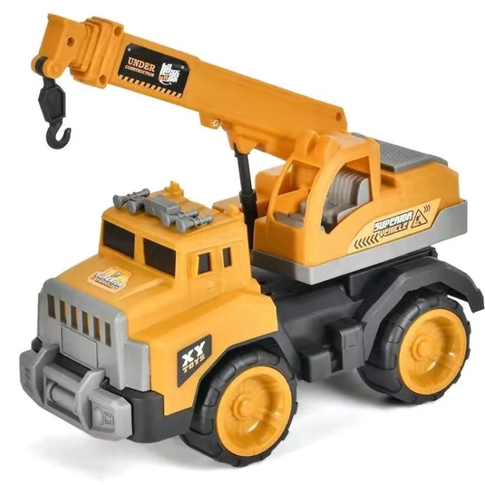 Mini Plastic Engineering Vehicle Toys – Inertia Excavator & Bulldozer Push-and-Go Models