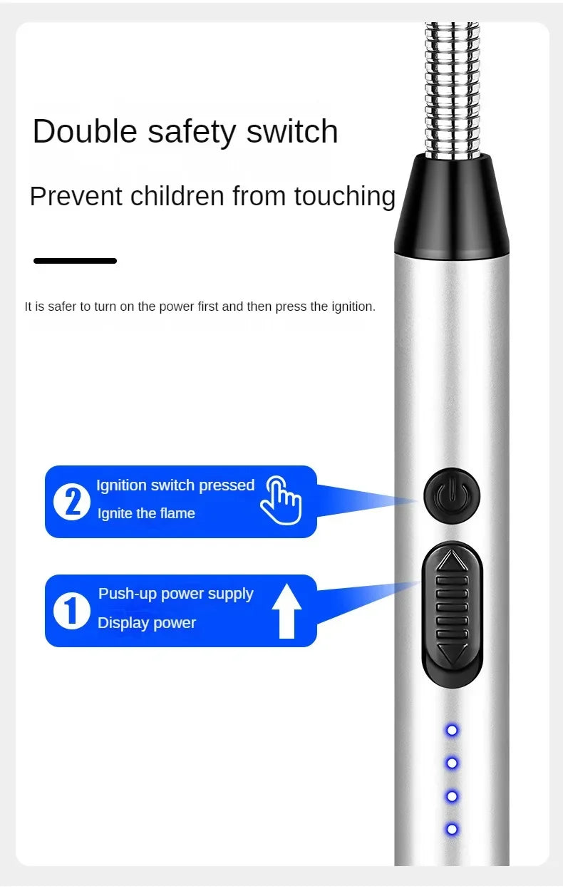 360° USB Electric Arc Lighter – Plasma Pulse Windproof Rechargeable BBQ Candle Lighter with Power Display