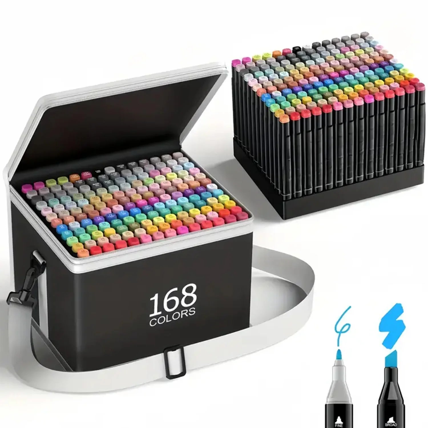 Double Tip Permanent Art Marker Pens – 24–168 Colors