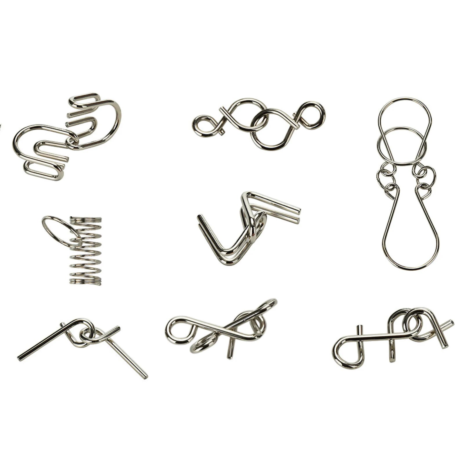 8-Piece Metal IQ Brain Teaser Set – Montessori Wire Puzzles for Kids & Adults