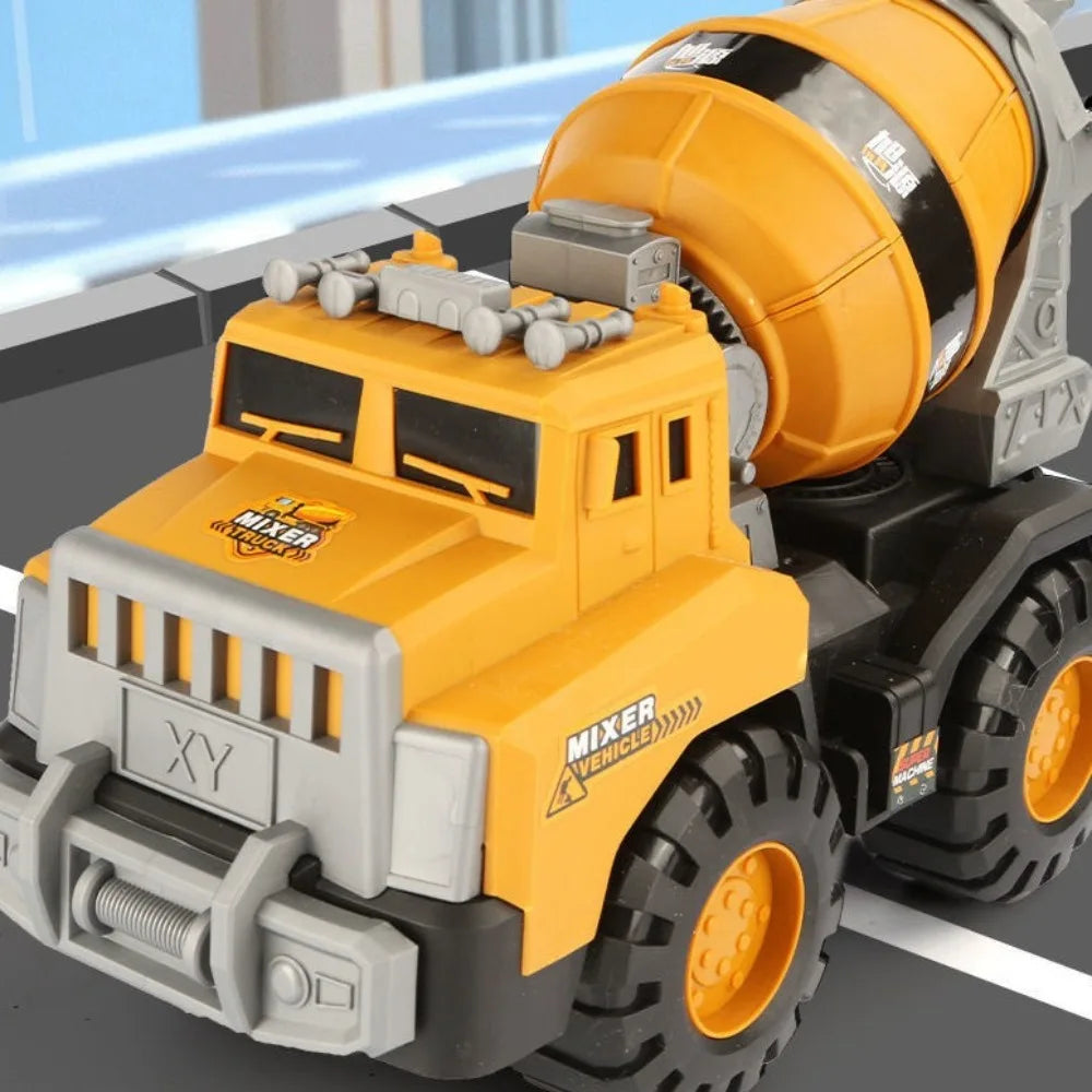 Mini Plastic Engineering Vehicle Toys – Inertia Excavator & Bulldozer Push-and-Go Models