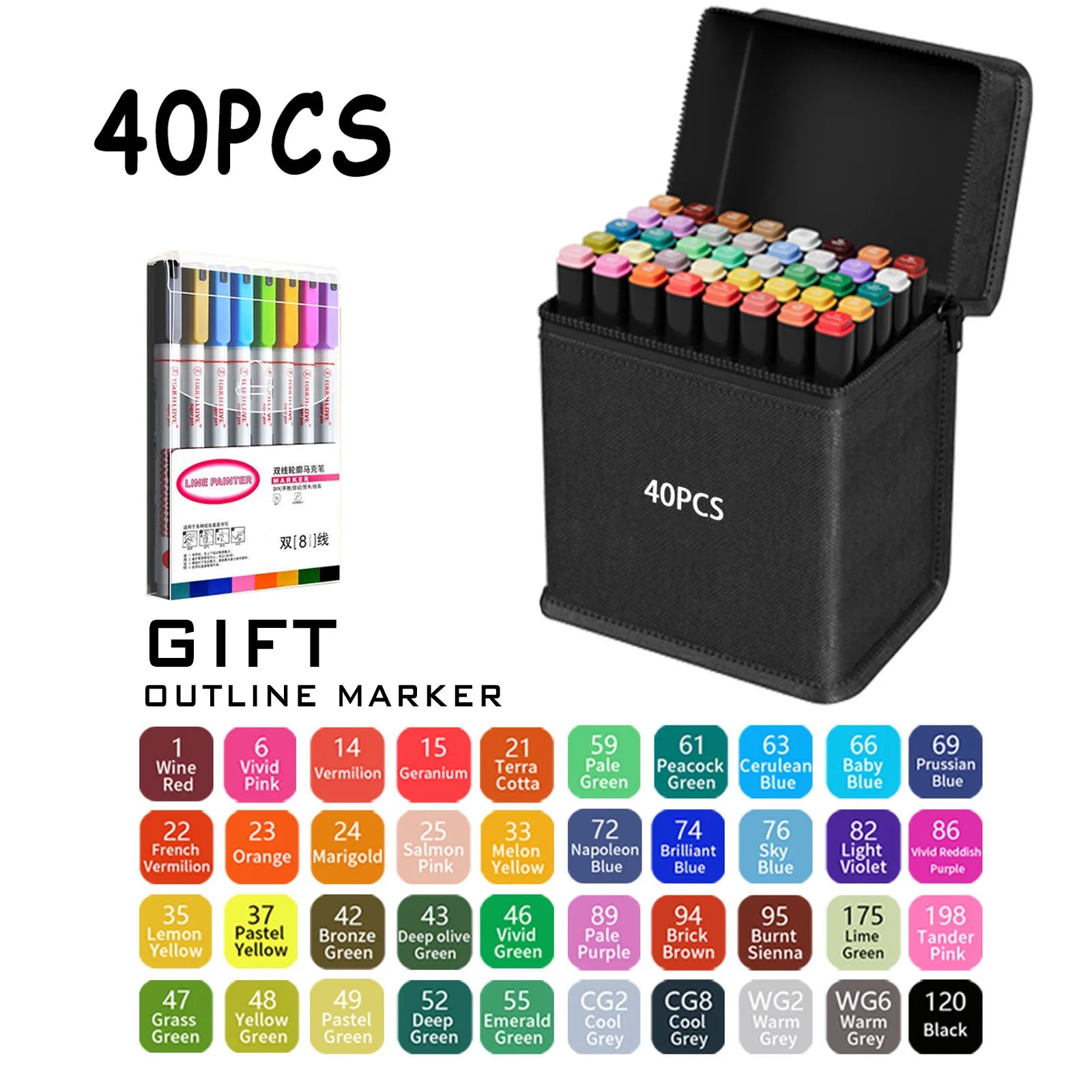 Double Tip Permanent Art Marker Pens – 24–168 Colors
