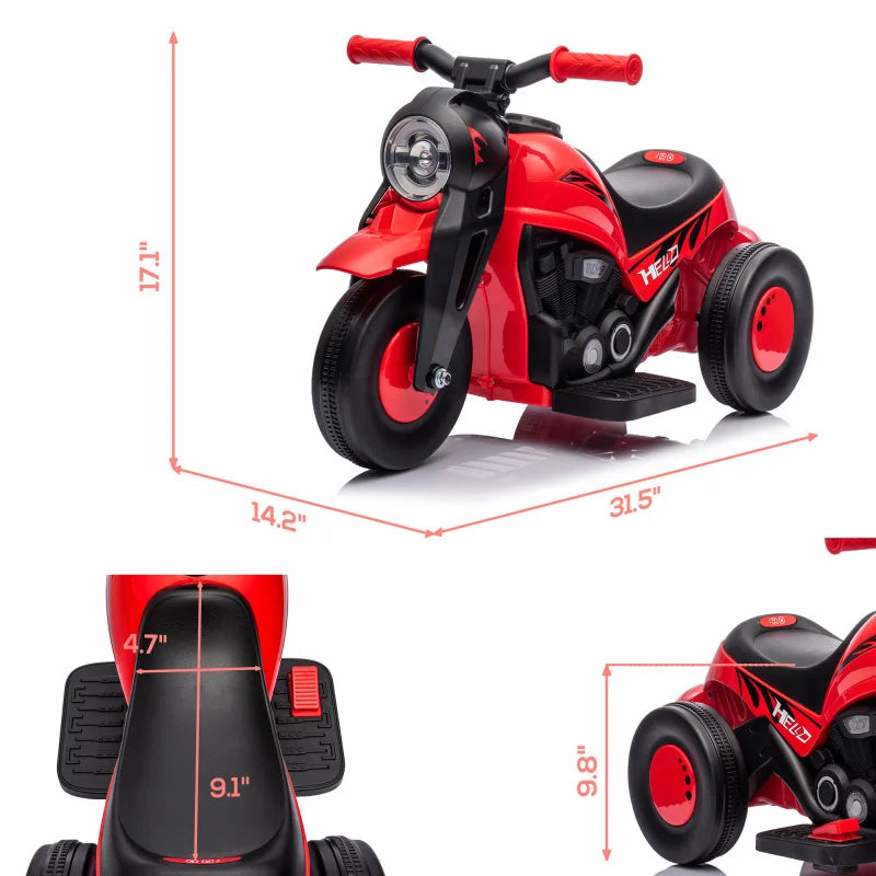 Qaba 6V Electric Kids Motorcycle – Ride-On Bubble Car with Music & Safe Design