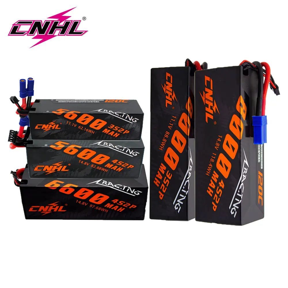 CNHL Lipo Battery 3S/4S 5600-8000mAh 11.1V/14.8V Hard Case with T EC5 Plug