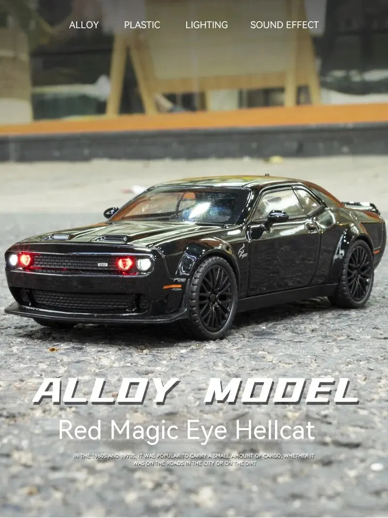 1:32 Dodge Challenger Hellcat Die-Cast Toy Car – Pull Back with Sound & Light