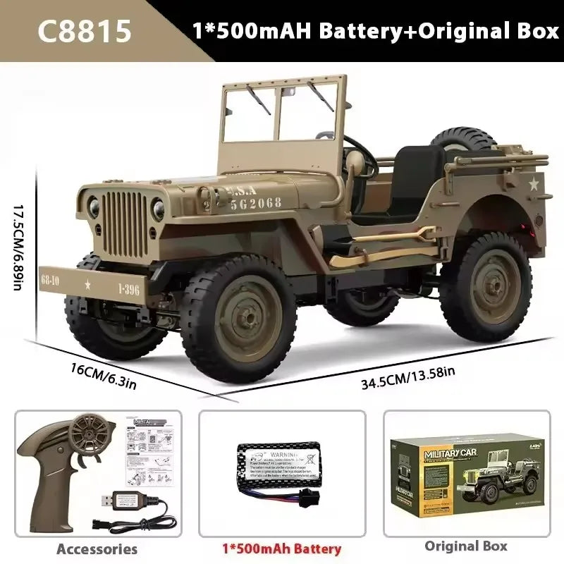 JJRC C8815 RC Jeep Willys 1/12 4WD Military Crawler Truck RTR