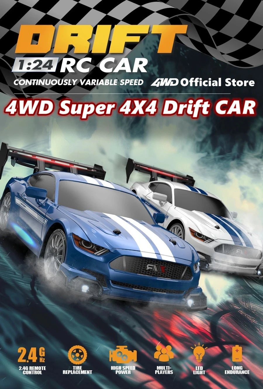 4WD RC Drift Car with LED – High Speed Racing RTR