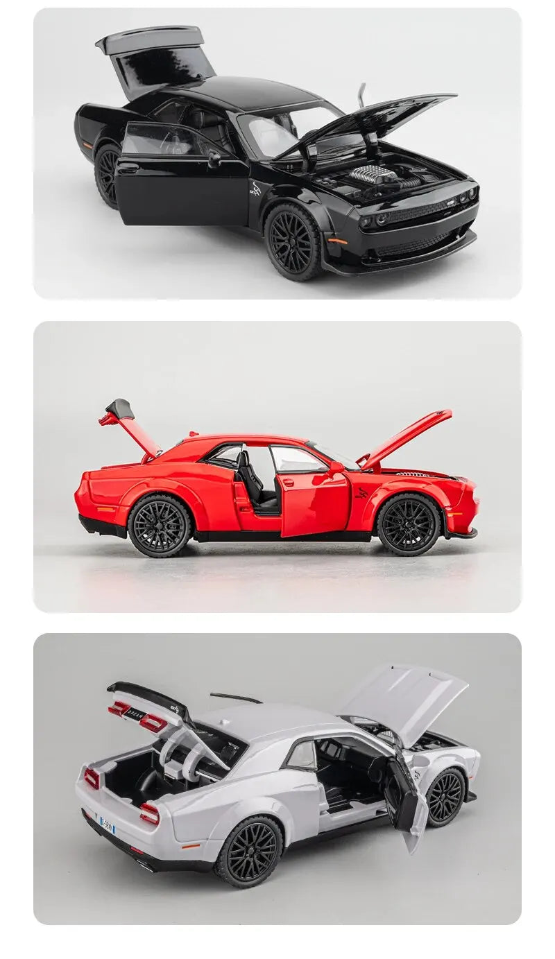 1:32 Dodge Challenger Hellcat Die-Cast Toy Car – Pull Back with Sound & Light
