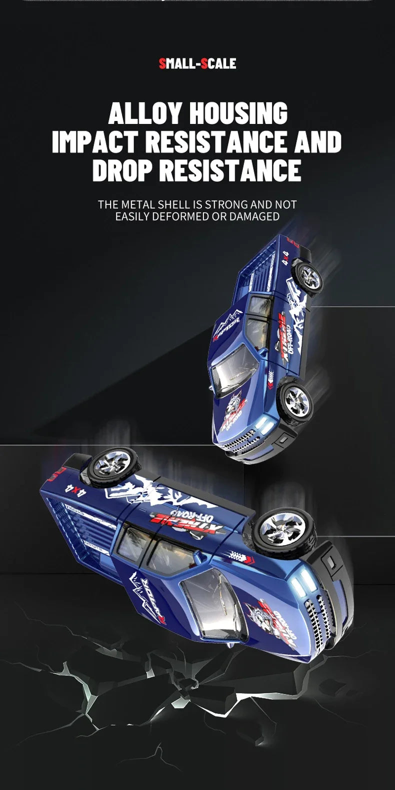 1/64 Mini RC Car 4x4 Alloy Racing Truck with Lights