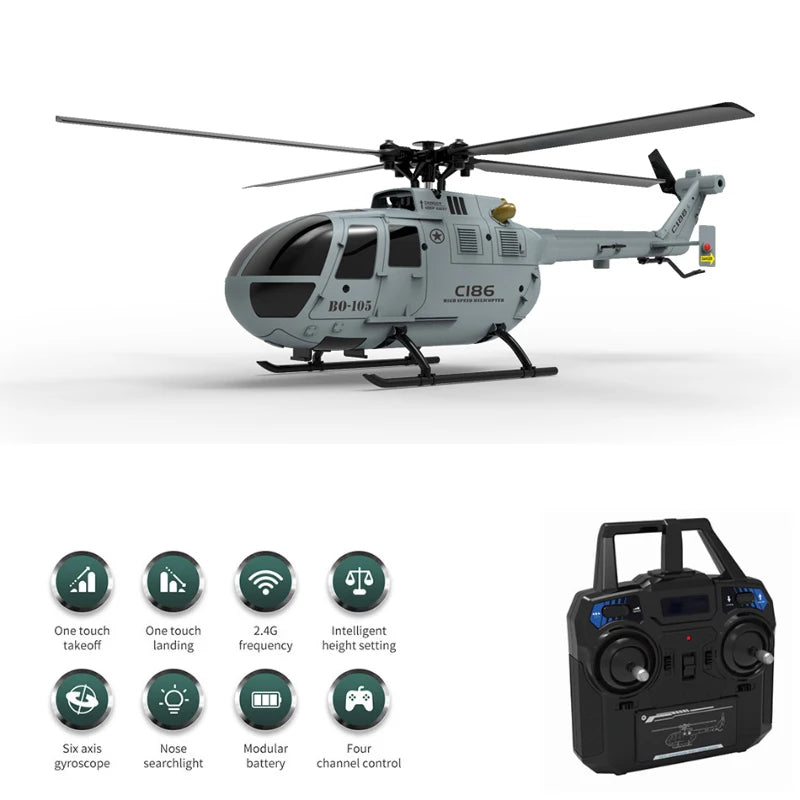 C186 RC Helicopter 2.4G 4CH BO105 with 6-Axis Gyro