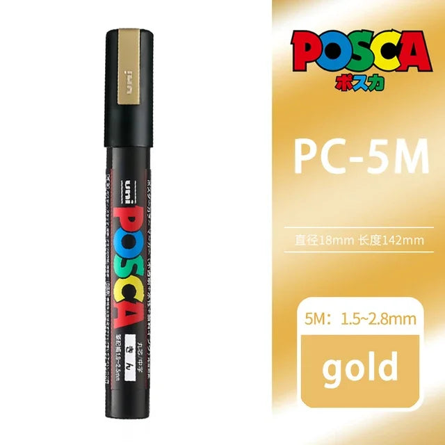 UNI POSCA Acrylic Paint Marker Set – PC-1M/3M/5M Quick-Dry Permanent Pens for Art, Graffiti & Crafts
