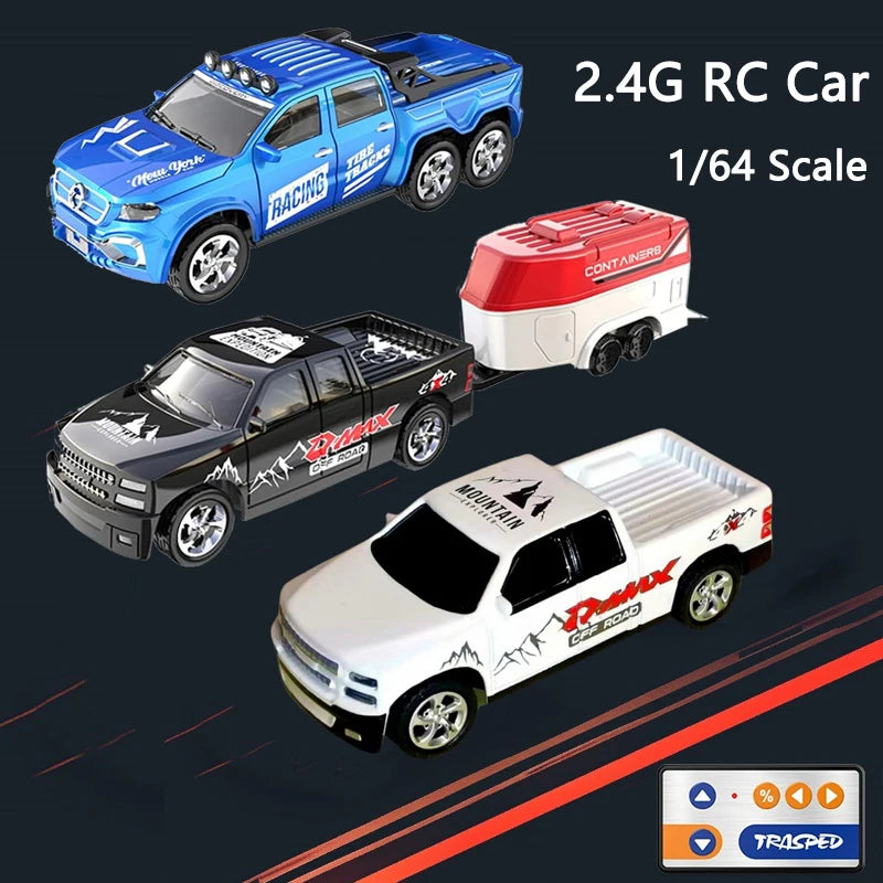 1/64 Mini RC Car 4x4 Alloy Racing Truck with Lights