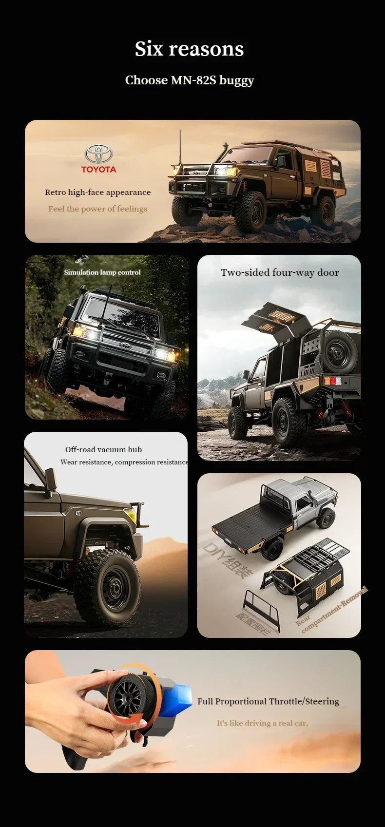 MN82/MN82S 1/12 RC Car 4x4 Off-Road Crawler – Toyota Style