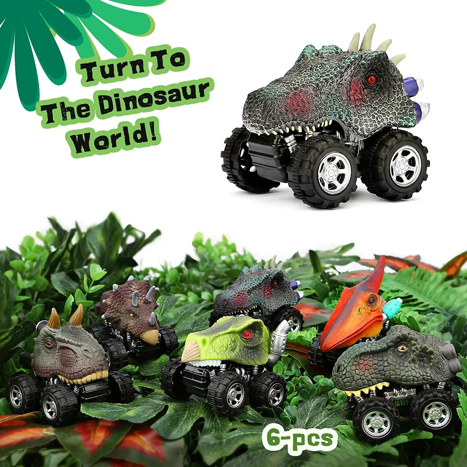 Dinosaur Pull-Back Mini Monster Trucks – Toy Car Set for Kids