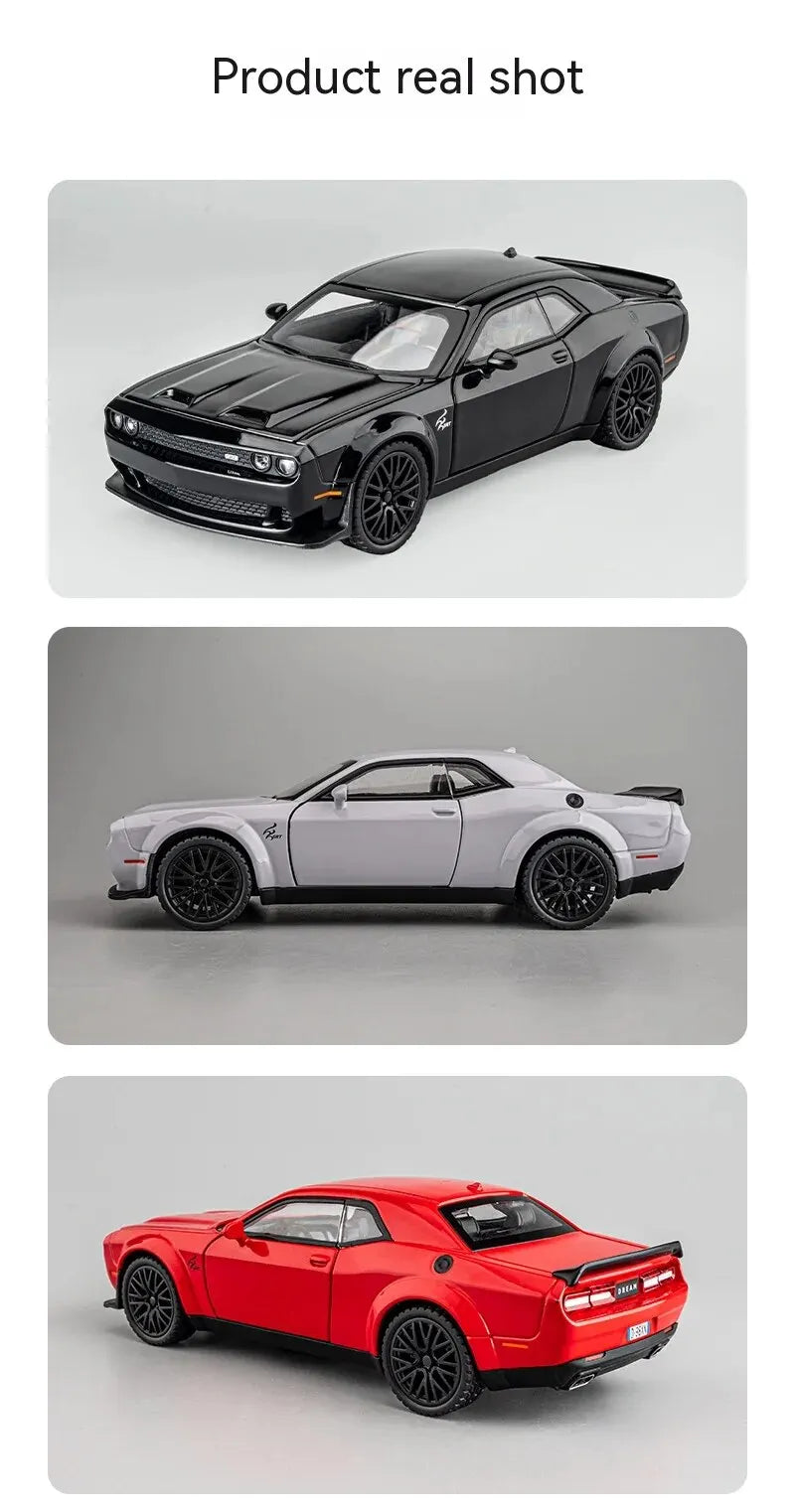 1:32 Dodge Challenger Hellcat Die-Cast Toy Car – Pull Back with Sound & Light