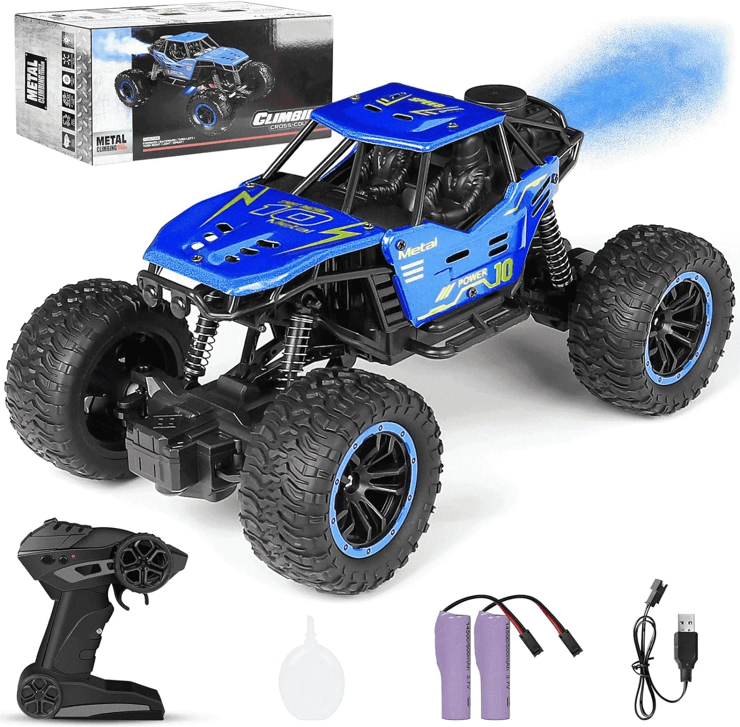 1/18 RC Monster Truck 4WD Alloy Car with Spray & LED Lights