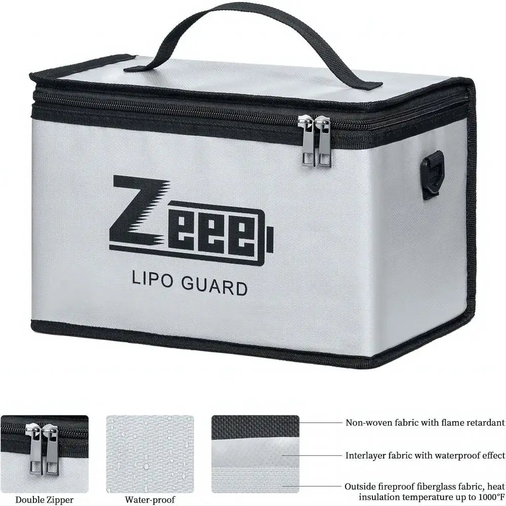 Zeee Lipo Fireproof Battery Safety Bag – 10 Cells, Large Capacity