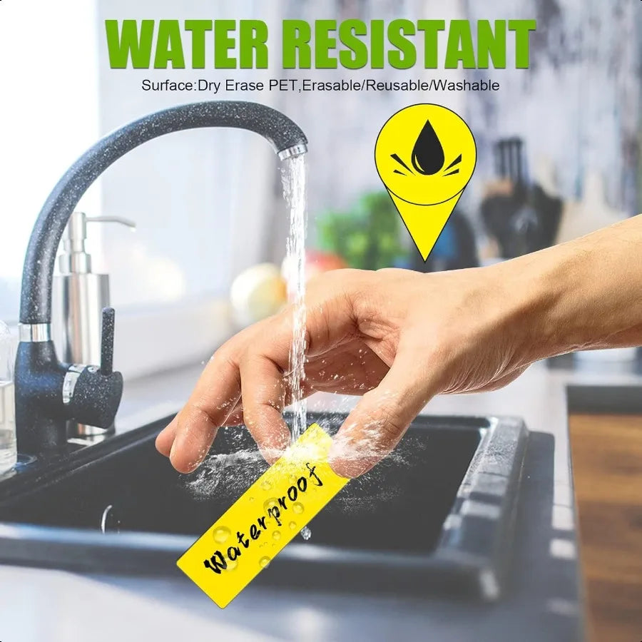 Dry Erase Magnetic Labels 1x3 – Pack of 60 Reusable Waterproof Write-On Magnets for Classroom, Office, Cabinet & Whiteboard