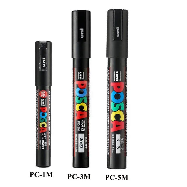 UNI POSCA Acrylic Paint Marker Set – PC-1M/3M/5M Quick-Dry Permanent Pens for Art, Graffiti & Crafts