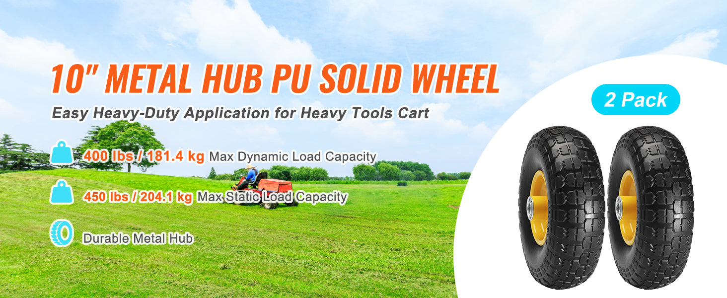 SucceBuy 10" PU Run-Flat Tires & Wheels – 2 Pack