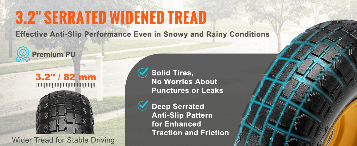 SucceBuy 10" PU Run-Flat Tires & Wheels – 2 Pack