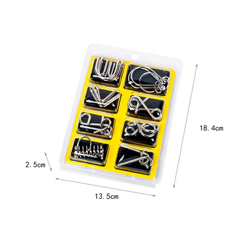 8-Piece Metal IQ Brain Teaser Set – Montessori Wire Puzzles for Kids & Adults